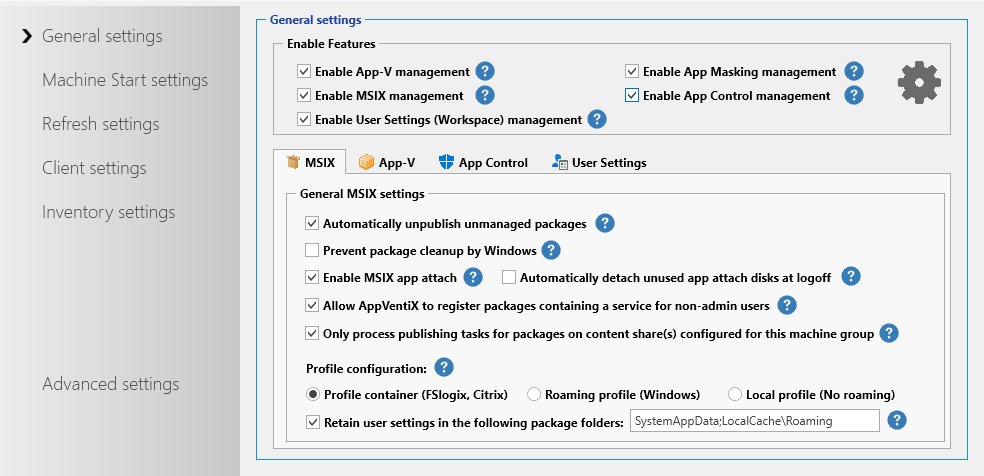 Agent Settings overview