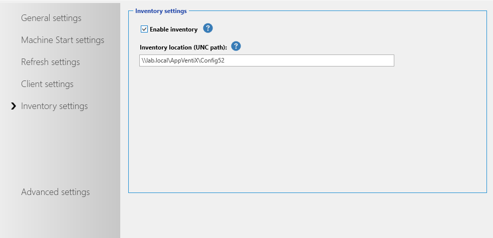 Inventory Settings