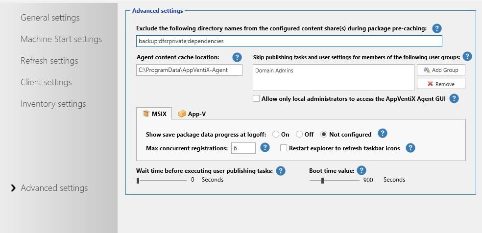 Advanced Settings - MSIX