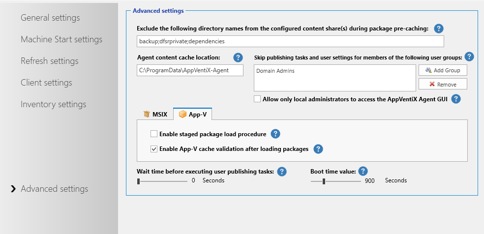 Advanced Settings - App-V