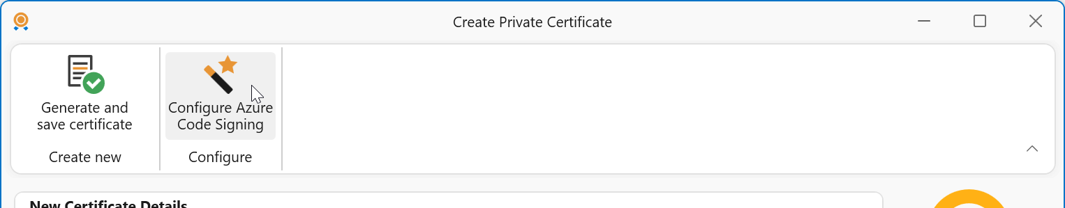 Click Configure Azure Code Signing