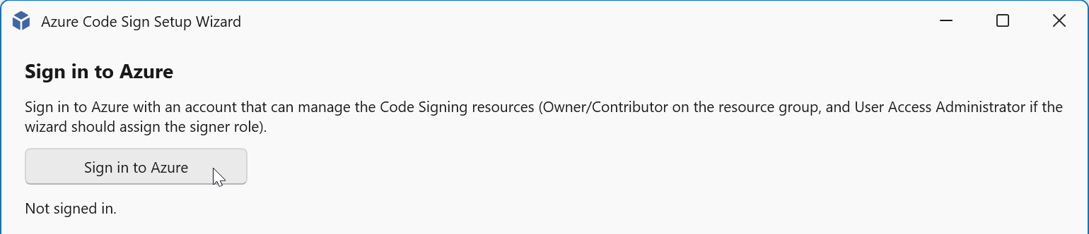 Click Sign in to Azure