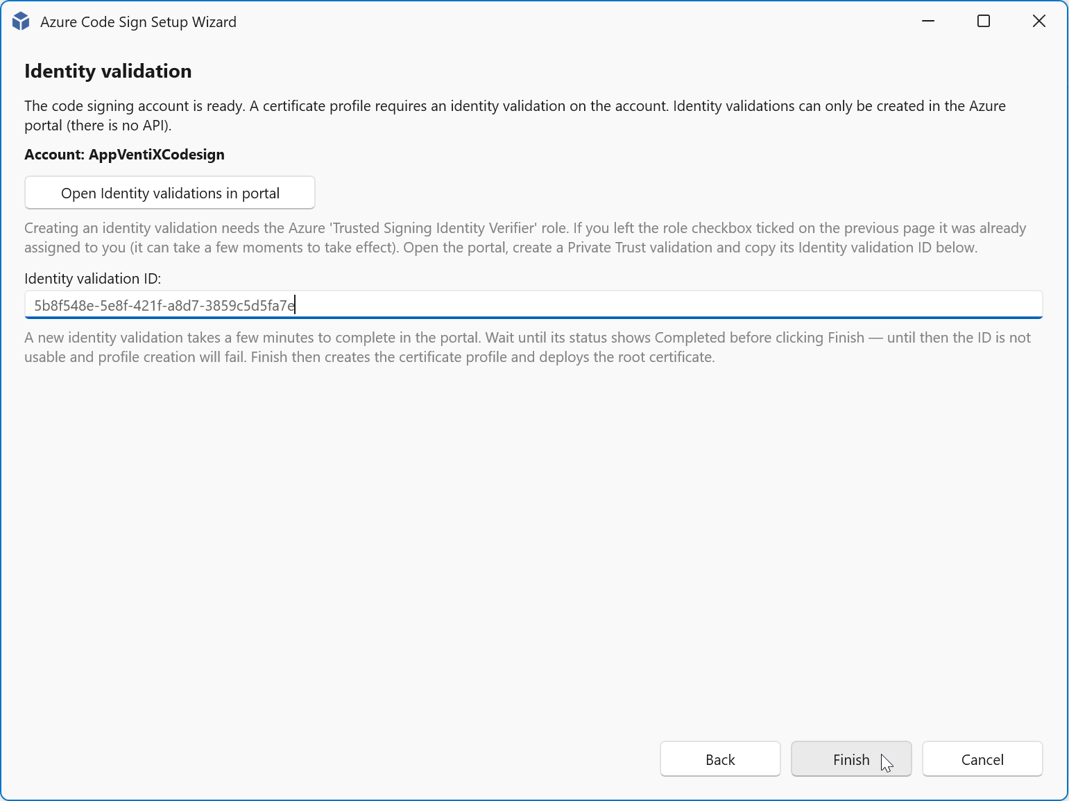 Paste the ID and click Finish
