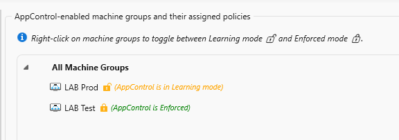 Switch between Learning Mode and Enforced Mode