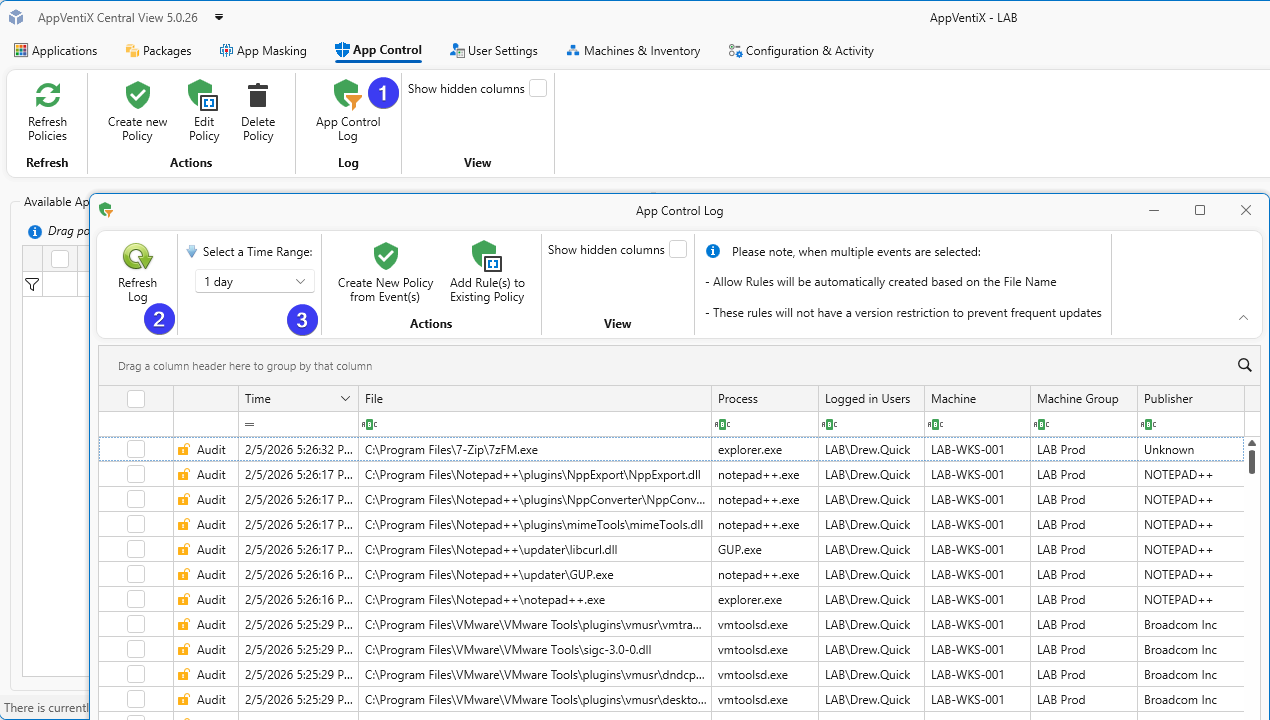 App Control Log