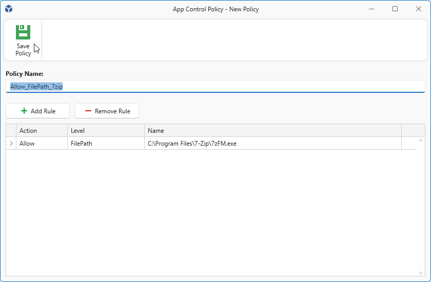 Name the combined File Path policy