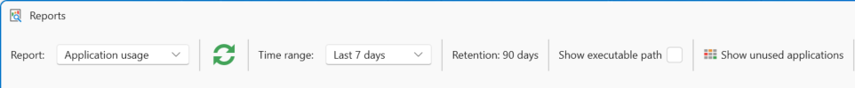 Application Reports filters