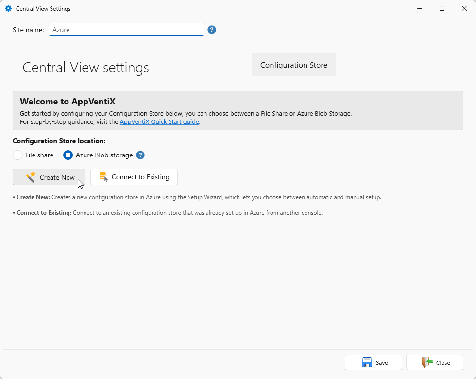 Create new Azure Blob storage