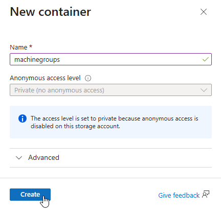 Create container