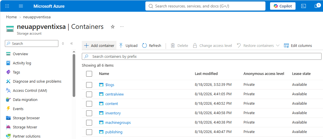 Created containers