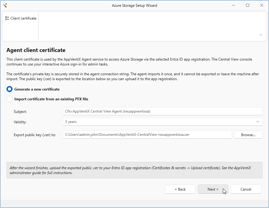 Generate a new certificate