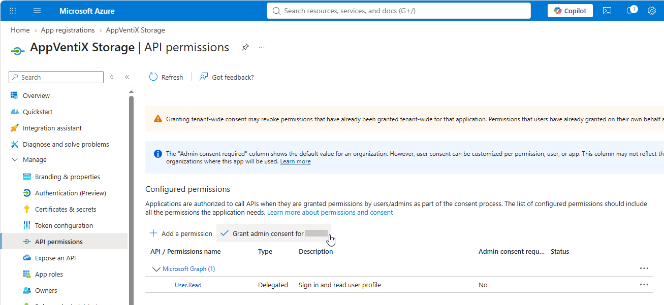 Grant admin consent