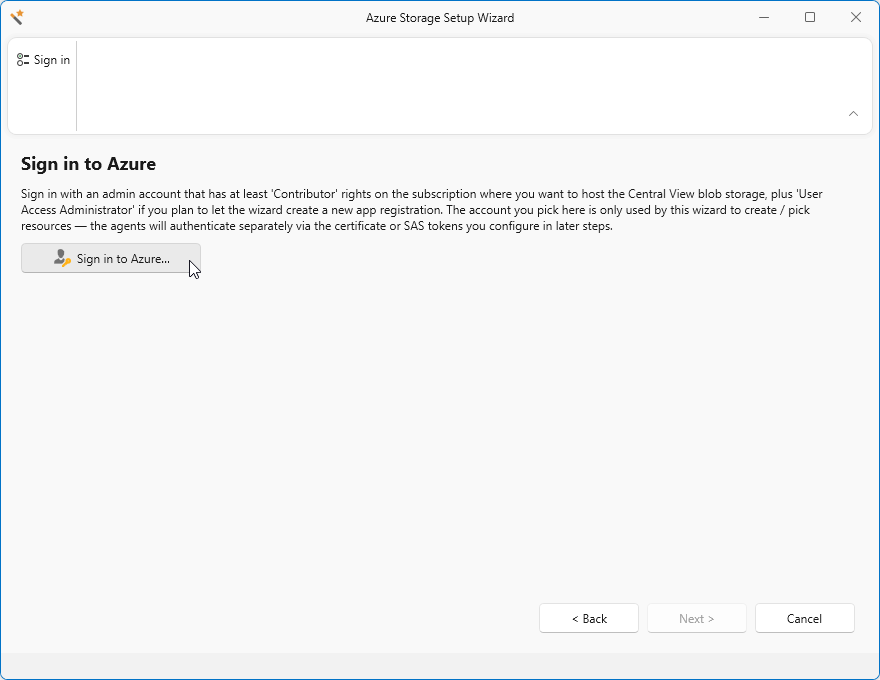 Sign in to Azure...