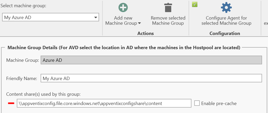 Content folder in machine group