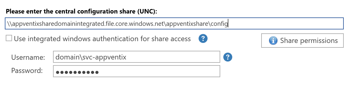 Service account in Central View settings