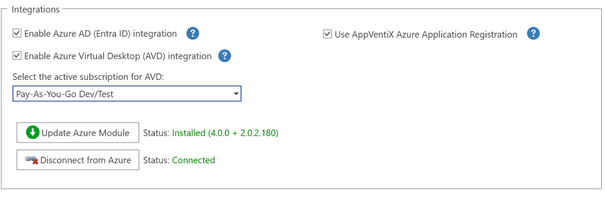 AVD integration settings