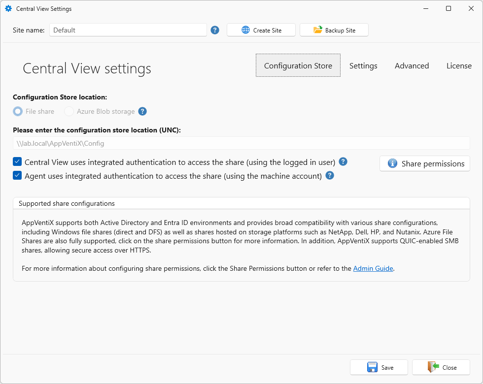 File share settings