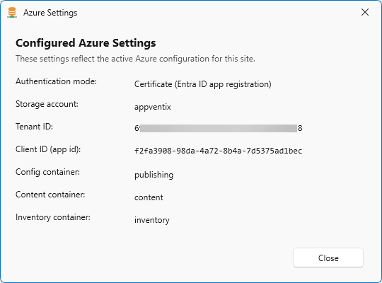 Azure configuration details