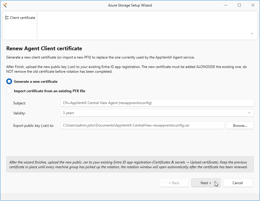Generate a new Certificate