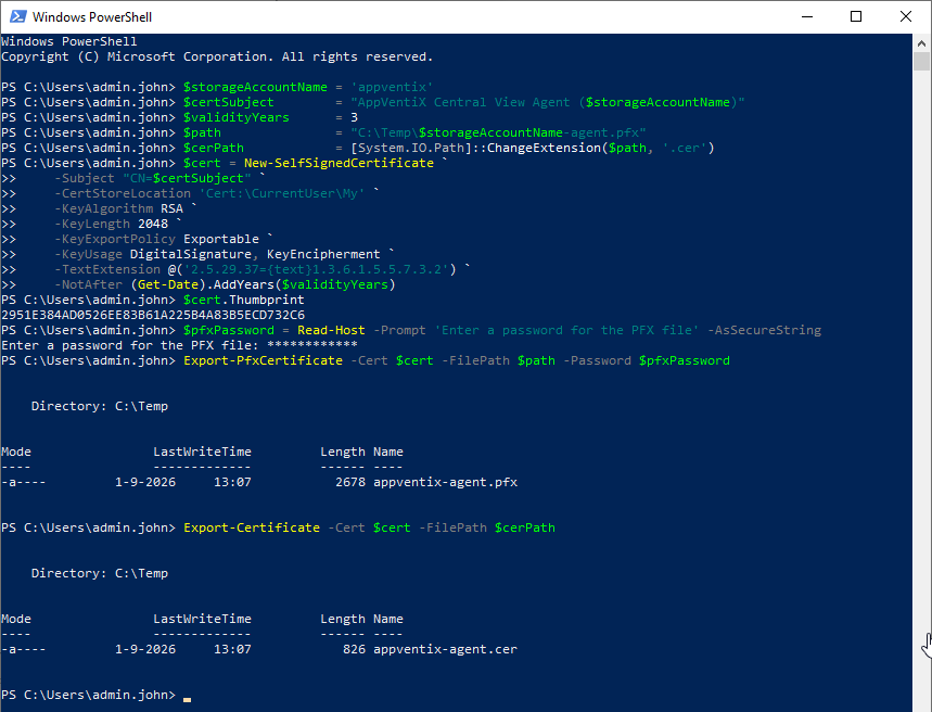 PowerShell Create certificate