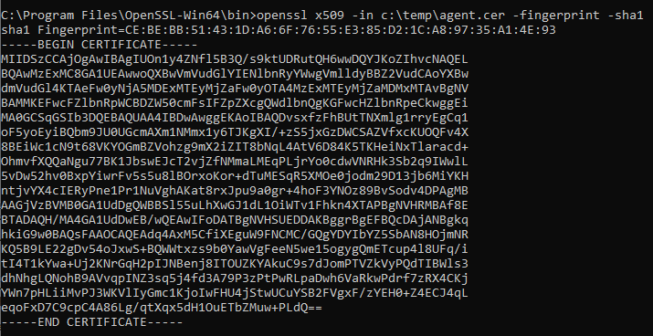 Thumbprint OpenSSL