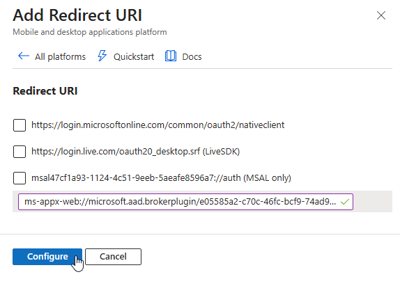 Add Redirect URI