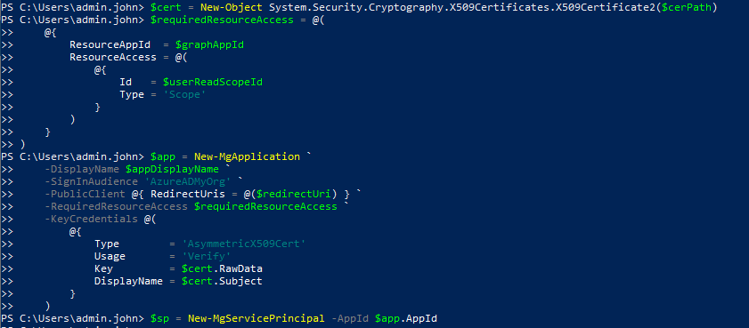 Create App Registration in PowerShell