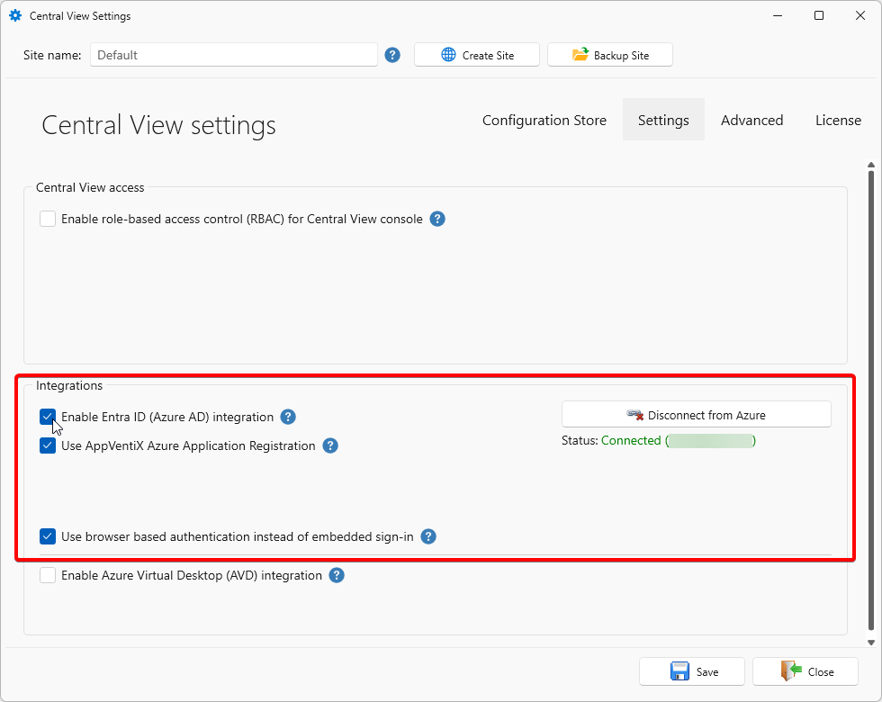Entra ID integration settings