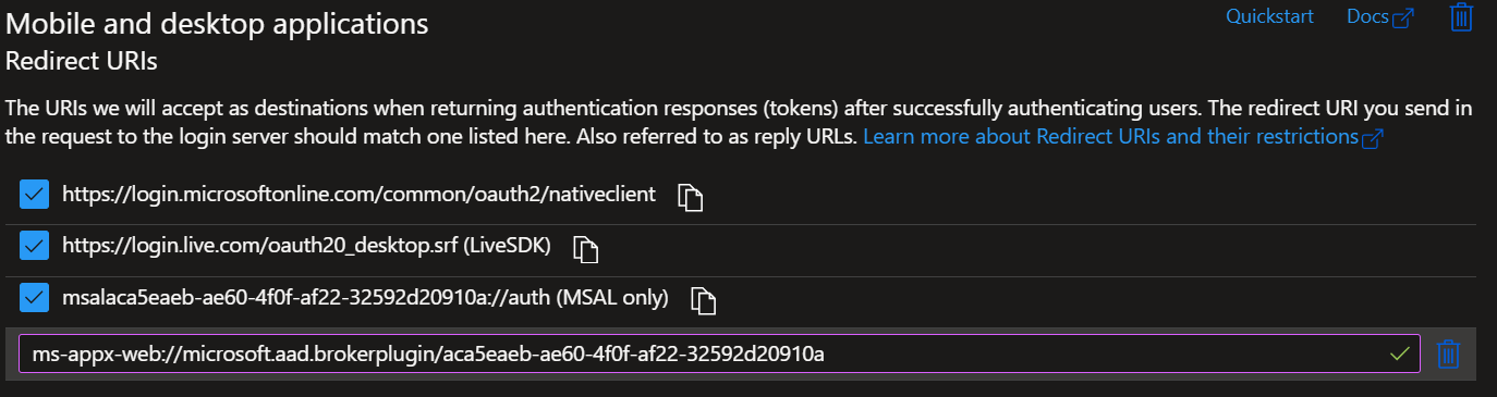 Redirect URI configuration