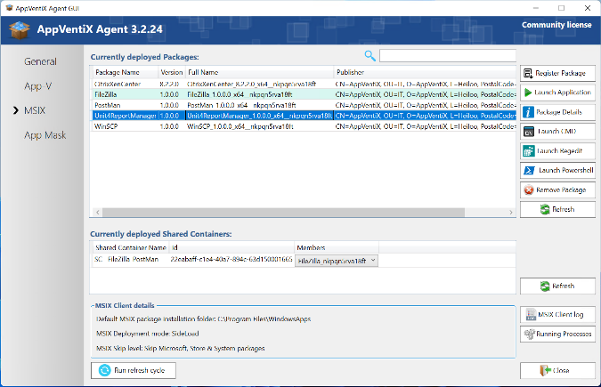 Agent GUI - service state view