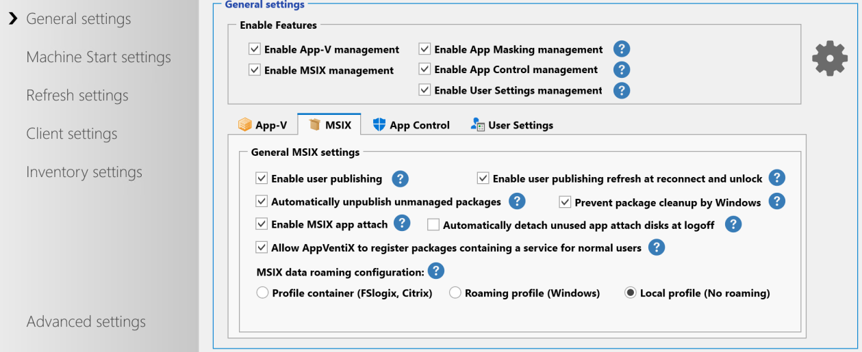 Agent Settings overview