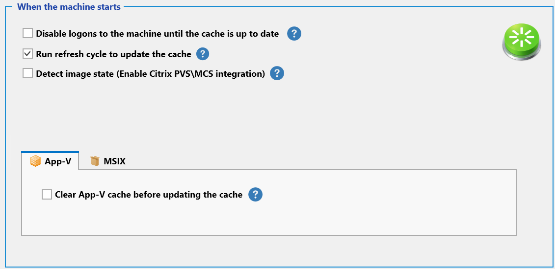 Machine start actions