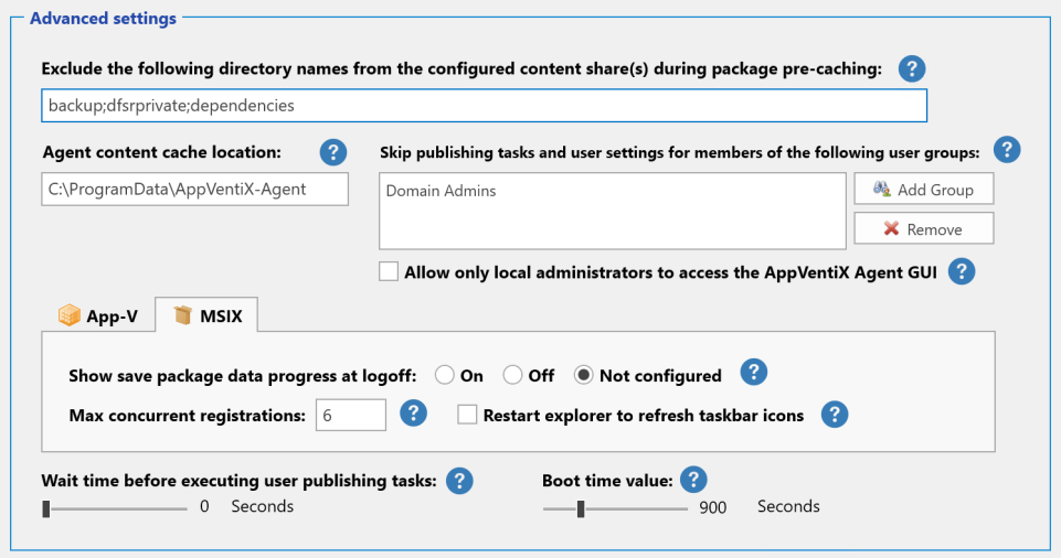 Advanced settings additional