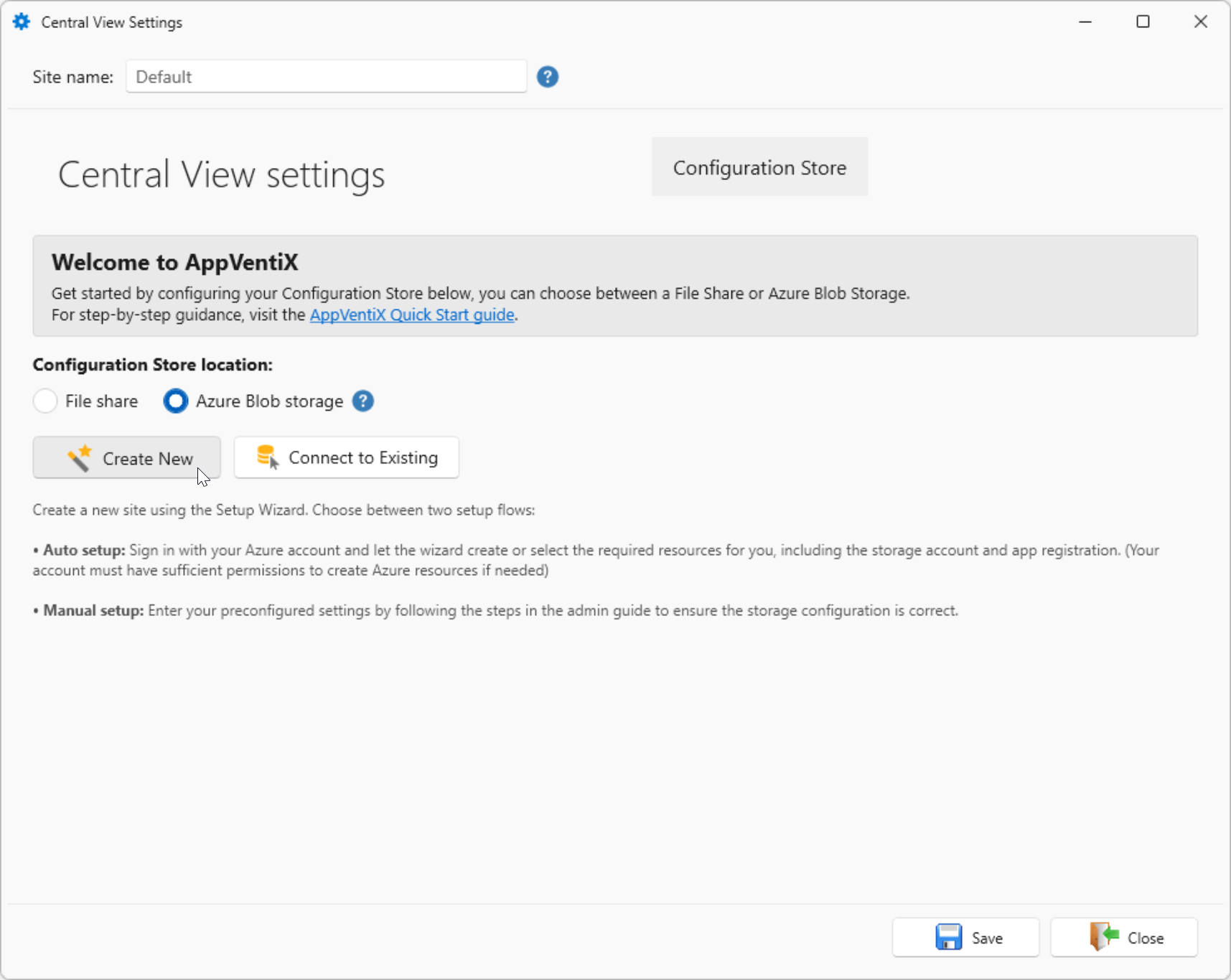 Azure Blob storage configuration