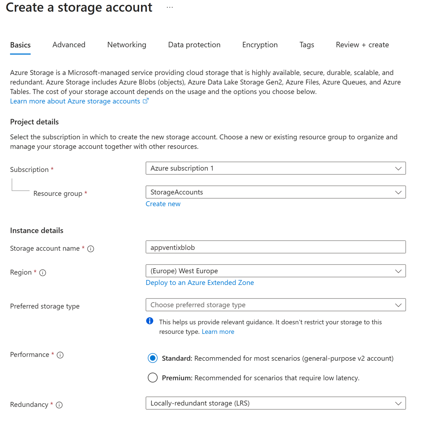 Create Storage Account