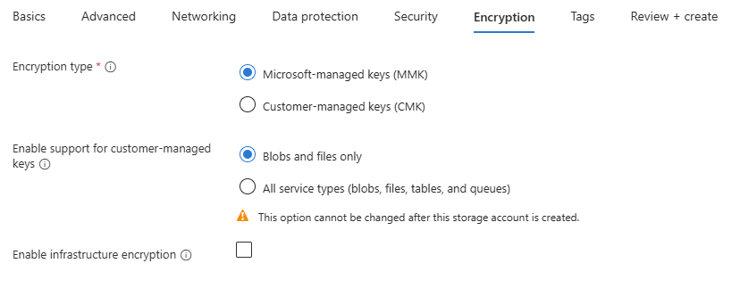 Leave Encryption settings default