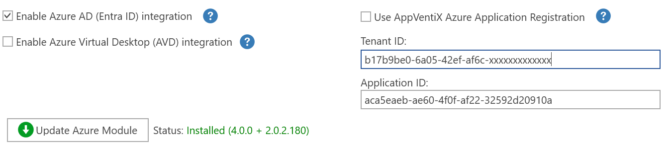 Central View settings with app registration