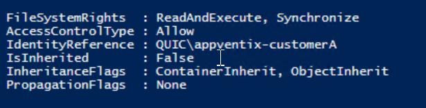 NTFS permissions output