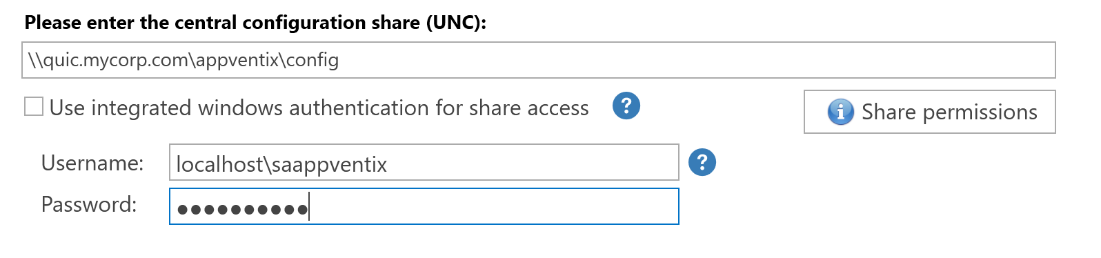 QUIC share configuration