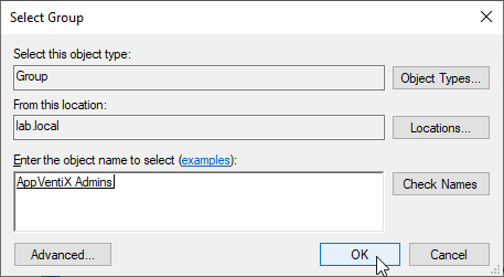 Select AD group