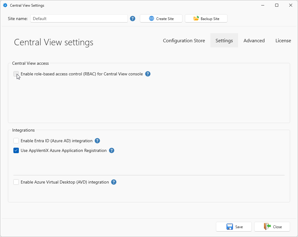 Enable role-based access control for the Central View console