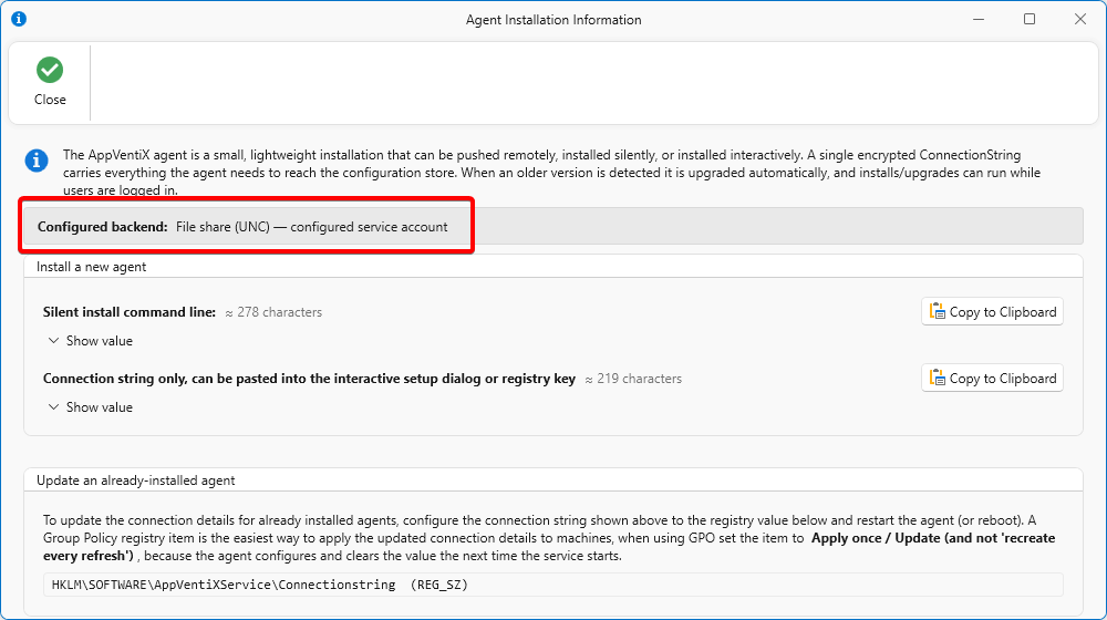 Agent Installation Information