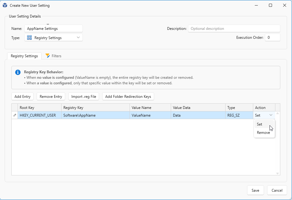 Registry Settings