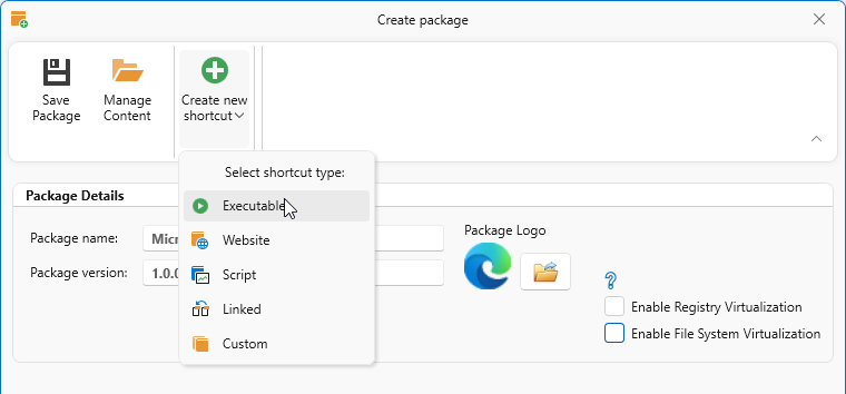 Create MSIX Shortcut