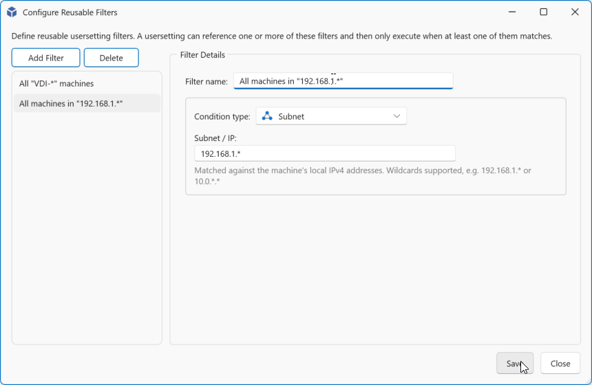 Add Subnet filter
