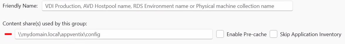 Machine group name and content share
