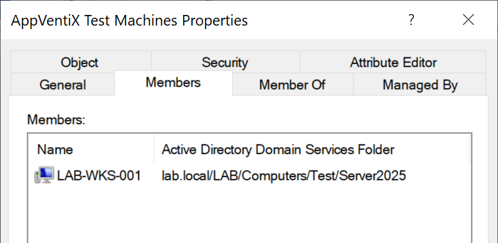 AD Group members showing computer accounts