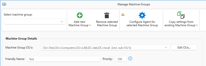 Machine Group details with OU and Friendly Name