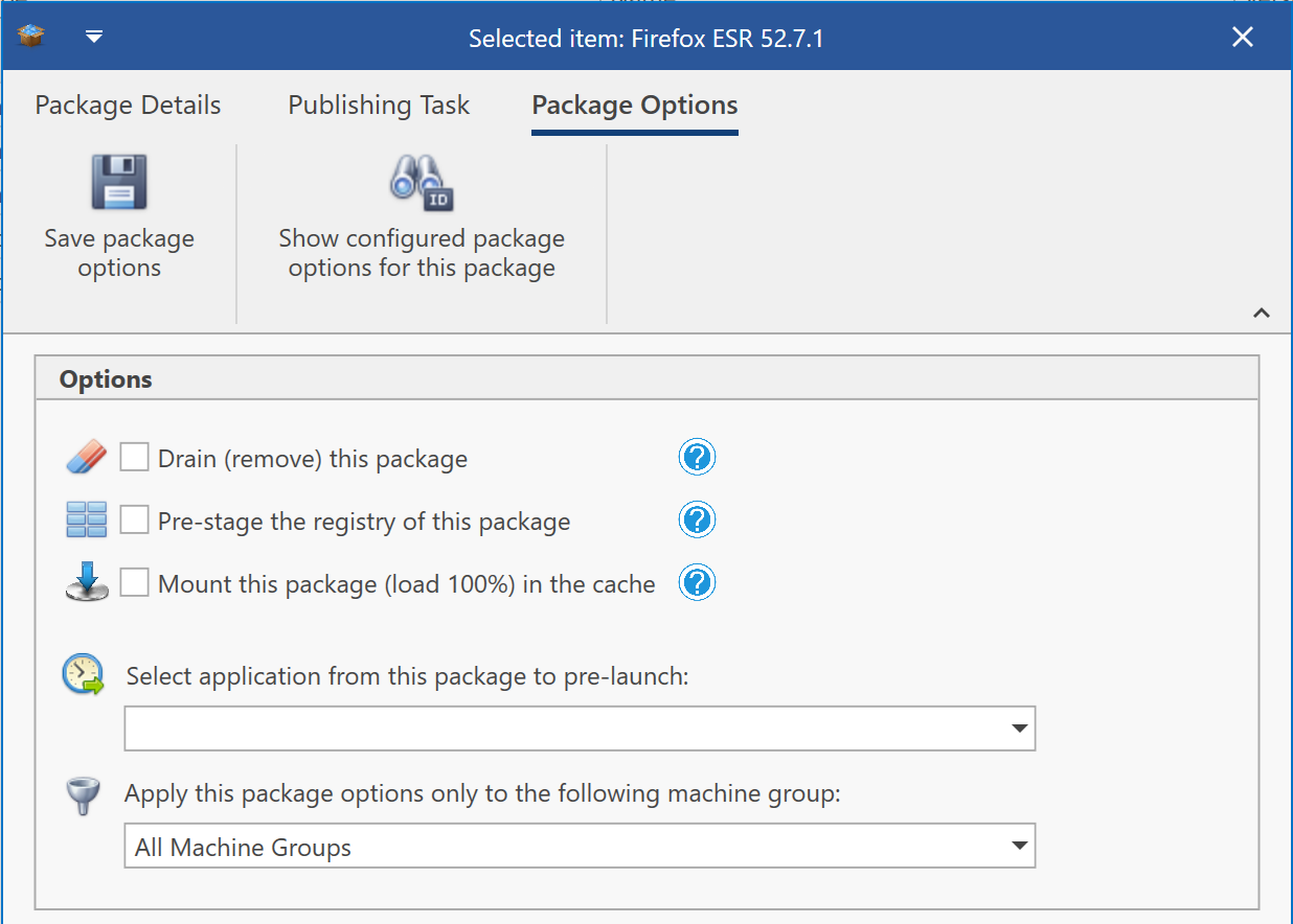 App V Package Options - AppVentiX 3.0.27
