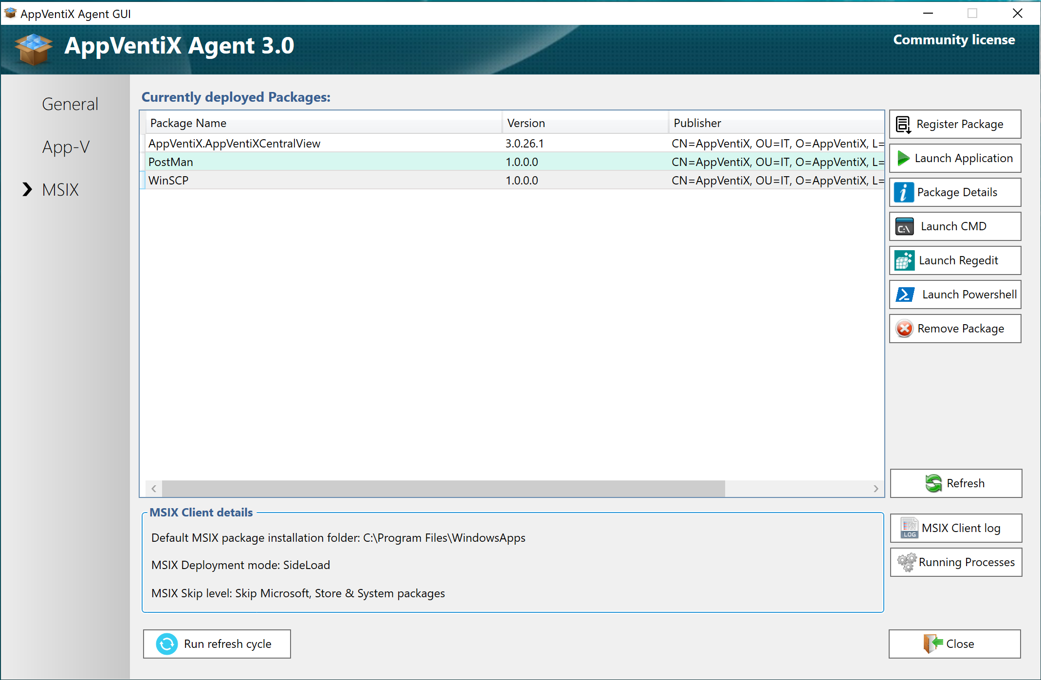 Agent GUI MSIX - AppVentiX 3.0.27